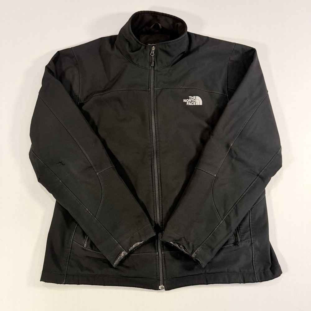 The North Face Jacket Mens XL Black‎ Softshell Fleece Lined Full Zip Windbreaker